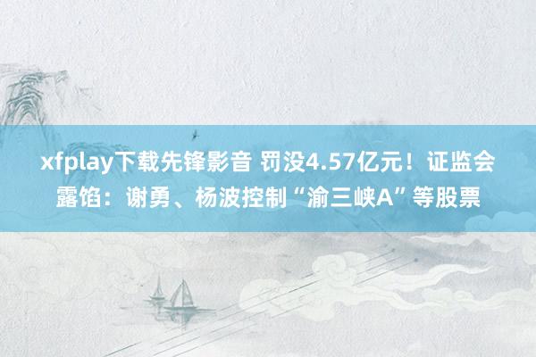 xfplay下载先锋影音 罚没4.57亿元！证监会露馅：谢勇、杨波控制“渝三峡A”等股票