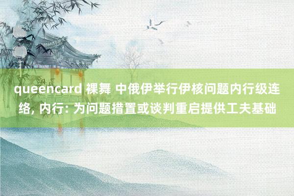 queencard 裸舞 中俄伊举行伊核问题内行级连络, 内行: 为问题措置或谈判重启提供工夫基础
