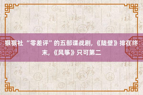 狠狠社 “零差评”的五部谍战剧, 《陡壁》排在终末, 《风筝》只可第二